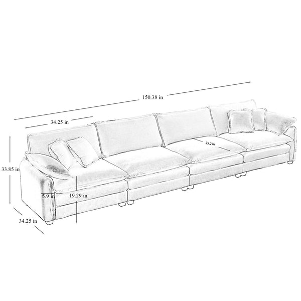 English Elm Corduroy Sofa - Stylish 4-Seater Upholstered Comfort For Modern Living Rooms And Offices, Easy Assembly! W714S00693