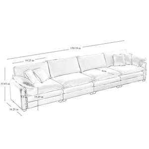 English Elm Corduroy Sofa - Stylish 4-Seater Upholstered Comfort For Modern Living Rooms & Offices, Easy Care! W714S00720