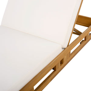 English Elm Christopher Knight Home® - Lounge Chaise Set - Solid Acacia Wood With Water-Resistant Cream Cushion For Ultimate Comfort & Style N770P272405T_N770P208317C
