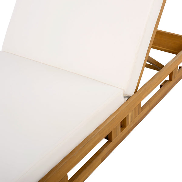 English Elm Christopher Knight Home® - Lounge Chaise Set - Solid Acacia Wood With Water-Resistant Cream Cushion For Ultimate Comfort & Style N770P272405T_N770P208317C