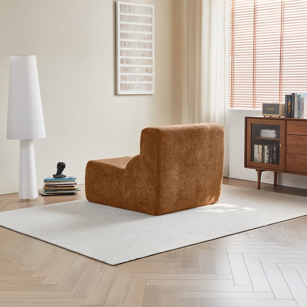 English Elm Luxury Cloud-Soft Velvet Single Sofa Chair — Plush Foam Seat, Compact Compressed Design for Small Spaces Brown W1765P349644