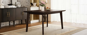 English Elm Rustic Minimalist Rubberwood Dining Table with Tapered Legs for Small Apartment Spaces Espresso N752P368503P