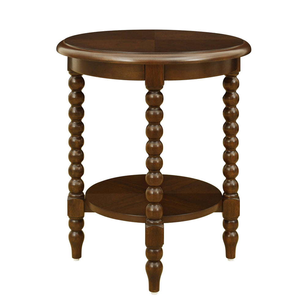 English Elm Philippe Round End Table with Shelf Brown — 20" Dia x 24" H, MDF & Solid Wood, Compact Accent Table B035P341173