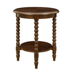 English Elm Philippe Round End Table with Shelf Brown — 20" Dia x 24" H, MDF & Solid Wood, Compact Accent Table B035P341173