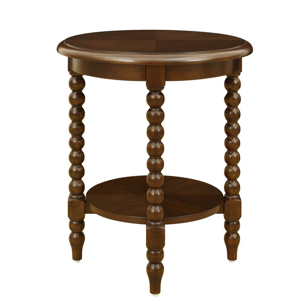 English Elm Philippe Round End Table with Shelf Brown — 20" Dia x 24" H, MDF & Solid Wood, Compact Accent Table B035P341173