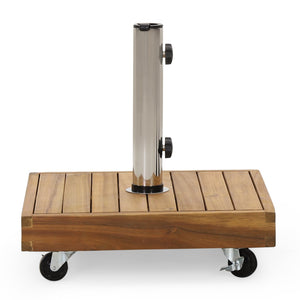 English Elm Christopher Knight Home® - RALPH Teak Square Umbrella Base – 40 lb Concrete & Acacia Wood, Stainless Tube, Fits 1.57–1.77" Poles 71822.00