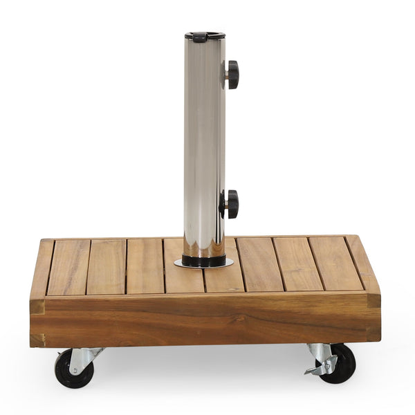 English Elm Christopher Knight Home® - RALPH Teak Square Umbrella Base – 40 lb Concrete & Acacia Wood, Stainless Tube, Fits 1.57–1.77" Poles 71822.00