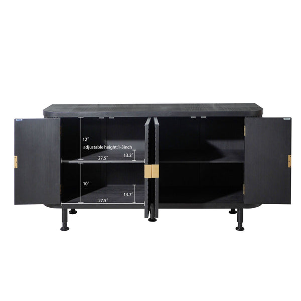English Elm Accent Storage Cabinet - Stylish Modern Buffet With Adjustable Shelves For Entryway & Living Room W2729P202567