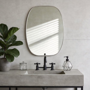 English Elm 30x40 Oval Wall Mirror Slim Metal Frame Distortion Free Glass Bathroom Entryway Accent Silver W2203P476483