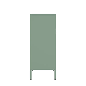 English Elm Amelia Metal Accent Cabinet 32" — Steel Mesh Doors, Adjustable Shelves, Minimalist Legs for Modern Storage Solutions Sage Green B365P397886