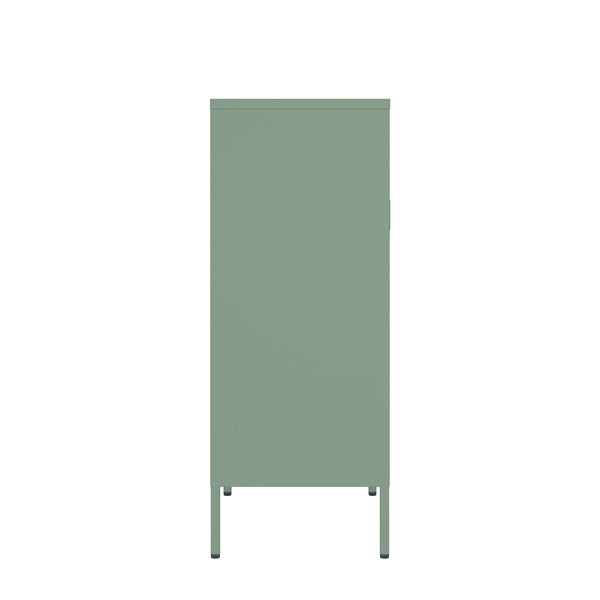 English Elm Amelia Metal Accent Cabinet 32" — Steel Mesh Doors, Adjustable Shelves, Minimalist Legs for Modern Storage Solutions Sage Green B365P397886
