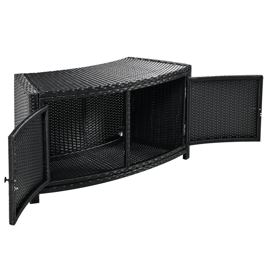 English Elm Spa Surround Spa Frame Patio Rattan Sofa Set with Storage, Mini Foam Cushions, Durable Steel Frame, Weather-Ready Comfort Grey SZ000060AEE