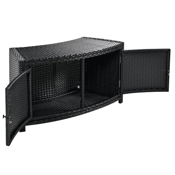 English Elm Spa Surround Spa Frame Patio Rattan Sofa Set with Storage, Mini Foam Cushions, Durable Steel Frame, Weather-Ready Comfort Grey SZ000060AEE