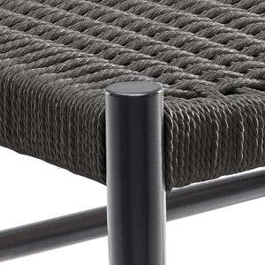 English Elm Wood Rattan Dining Chairs Set of 2 — Fully Assembled Beech Wood, Ergonomic Back, 300lb Capacity, Black T3623P381090