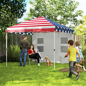 English Elm 10x 10 Ft Patriotic Pop up Canopy Upf 50 Oxford Fabric with Adjustable Legs and Sidewall Blue+Red T3971P380497