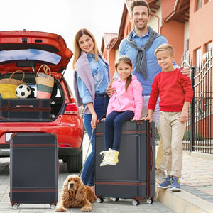 English Elm Hardshell Abs Spinner Luggage Set Four Piece Expandable Tsa Lock Travel Suitcases Black N732P170218B