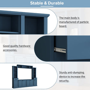 English Elm Minimalist Modular Wall Unit Four Piece Entertainment System Fits Tvs up to 75 Inches SD000031AAC