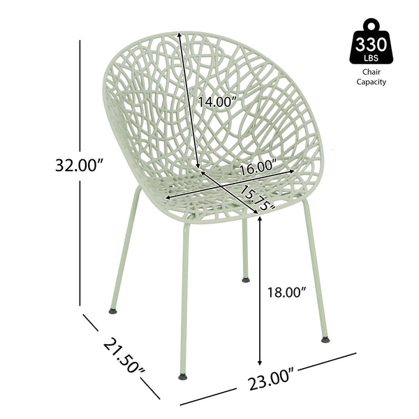 English Elm Christopher Knight Home® - Neiman Outdoor Dining Chair Set of 2 with Weather-Resistant Iron Frame and Perforated Diamond Design Green N775P256374G
