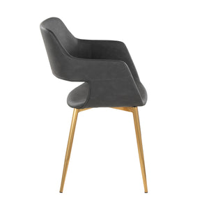 English Elm Margarite Contemporary Dining Chairs Set Of 2 In Gold Metal & Grey Faux Leather For Stylish Interiors B202S01276