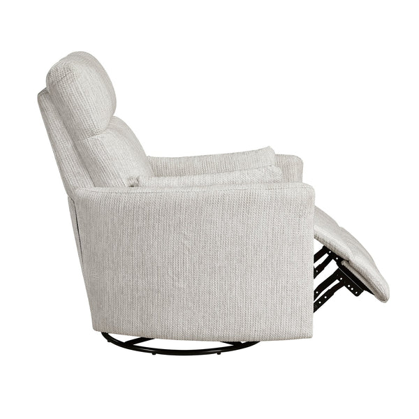 English Elm Modern Swivel Glider Recliner Chair with 360° Rotation, Plush Microfiber Upholstery & Pillows for Nursery Living Room Comfort Beige 33 L x 32.5 W x 26 H B011P395821