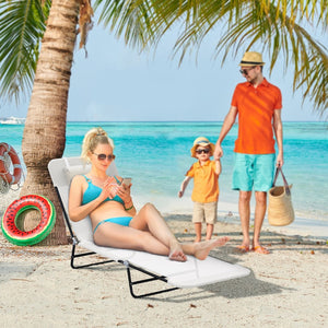 English Elm Outsunny Folding Chaise Lounge Chair - Lightweight Reclining Seat With Mesh Fabric For Outdoor Relaxation W2225P217765-GIGA