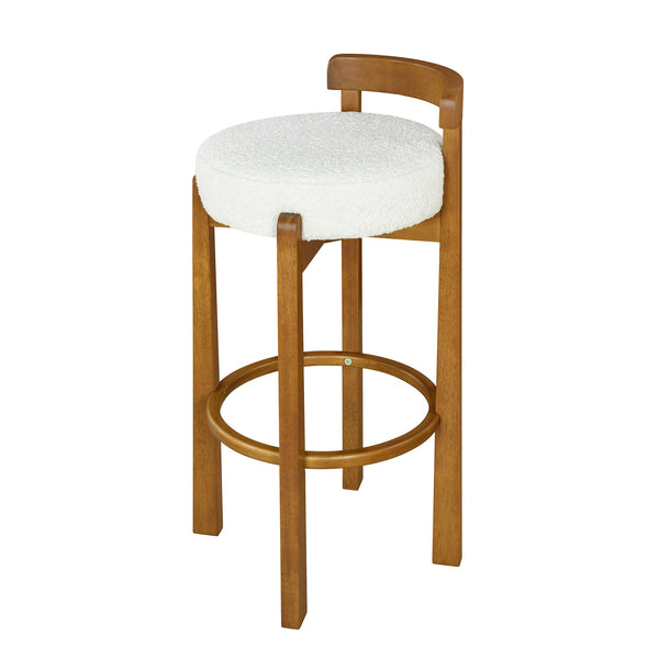 English Elm Christopher Knight Home® - Elise Elegant Wooden Low Back Barstool Set of 2 with Padded Fabric Seats, Compact Durable Design Walnut,White N775P277433W
