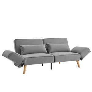 English Elm 72.8" Velvet Futon Sleeper Sofa Split Back Reclining Couch for Apartments and Guest Rooms Gray W1669P364128