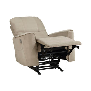 English Elm Modern Power Rocker Recliner in Light Brown Velvet — Button Recline, Gentle Rock, Solid Wood Frame B011P264607