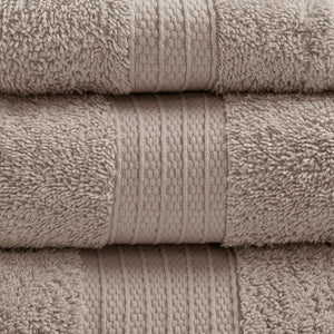 JLA Home Madison Park - 6 Organic Cotton Towel Set — 650 GSM Hotel-Soft, GOTS & OEKO-TEX Certified, Quick-Dry, Plush Absorbency Tan MP73-6629