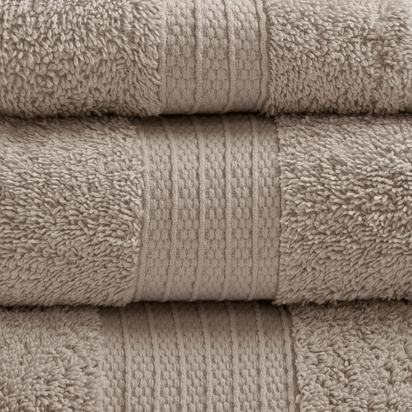 JLA Home Madison Park - 6 Organic Cotton Towel Set — 650 GSM Hotel-Soft, GOTS & OEKO-TEX Certified, Quick-Dry, Plush Absorbency Tan MP73-6629