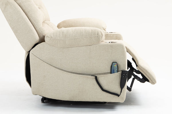 English Elm Lounge Electric Lift Recliner Chair With 180° Flat Lay, Dual Cup Holders & Soft Velvet Comfort W547S00049