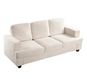 English Elm Modern Velvet Sofa Luxurious 3-Seater Couch with Deep Seating, High-Density Foam, Loose Back Cushions, Wide Arms, Stylish Living Room Centerpiece Ivory B2735P292328
