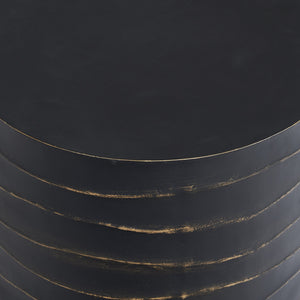 Sunpan Corey End Table - Handcrafted Concrete Design with Brass Accents for Stylish Indoor and Outdoor Spaces Black