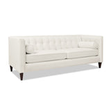 English Elm Jack 84" Modern Tuxedo Tufted Sofa, Cloud White Performance Velvet