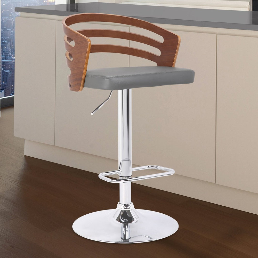 English Elm Adele Swivel Barstool Walnut Back Faux Leather Seat Pneumatic Height Adjustable B2736P464881