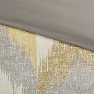 English Elm Full/Queen Alpine Duvet Cover Mini Set — 200TC Cotton Ikat Chevron, OEKO‑TEX, Antimicrobial, Button Closure B03596520