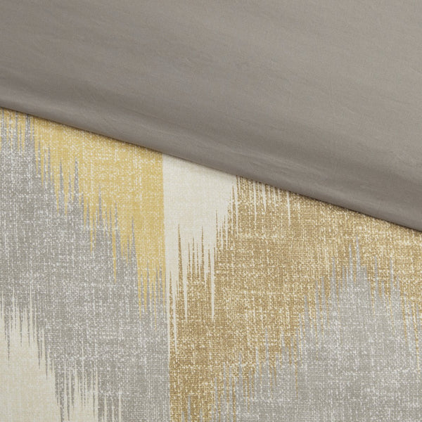 English Elm Full/Queen Alpine Duvet Cover Mini Set — 200TC Cotton Ikat Chevron, OEKO‑TEX, Antimicrobial, Button Closure B03596520