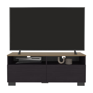 English Elm TV Elegant Chesnut TV Stand with 2 Doors & 2 Open Shelves, 44.5" Wide Engineered Wood Storage, Warm Light Brown Finish, Compact Entertainment Console Suitable for DVDs, Remotes, Decor, Ships to 48 States B097P369444