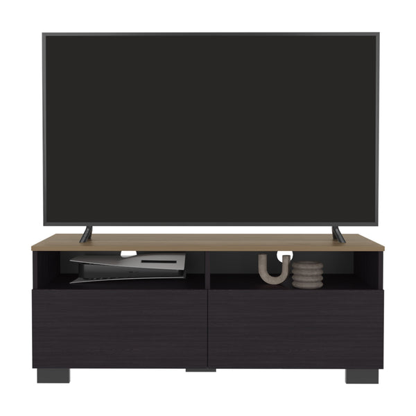 English Elm TV Elegant Chesnut TV Stand with 2 Doors & 2 Open Shelves, 44.5" Wide Engineered Wood Storage, Warm Light Brown Finish, Compact Entertainment Console Suitable for DVDs, Remotes, Decor, Ships to 48 States B097P369444