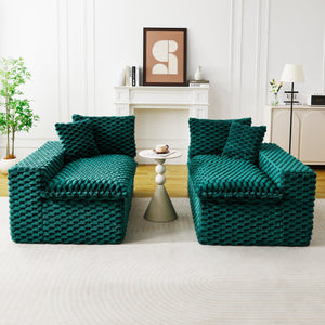 English Elm Luxury Turtle Velvet Multifunctional Sofa - Convertible Green Modular Seating for Family, 400lb Capacity W3371S00043