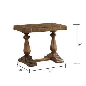 English Elm Transitional Solid Wood End Table Distressed Finish Rustic Living Room Sofa Side Driftwood B011P427906