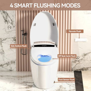 English Elm Smart Bidet Toilet with Auto Open Seat Heated Wash Warm Air Dry and Remote W3133P384770