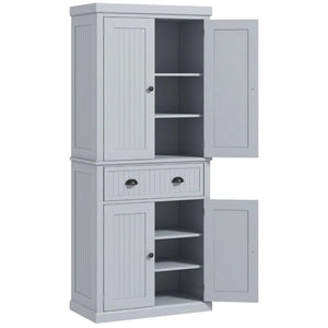 English Elm Tall Farmhouse Pantry Cabinet with Beadboard Doors Drawer and Adjustable Shelving T3971S00123