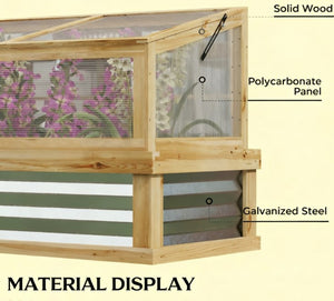 English Elm Raised Garden Bed with Cold Frame Greenhouse Fir Wood and Galvanized Steel Kit T3971P422197