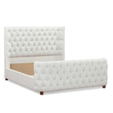 English Elm Brooklyn Queen Tufted Panel Bed Headboard and Footboard Set, Antique White Polyester