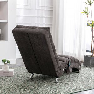 English Elm Linen Ergonomic Massage Chaise Lounge with Remote Control, 140° Recline, Heavy-Duty Frame, 5 Modes Dark Gray W39539626