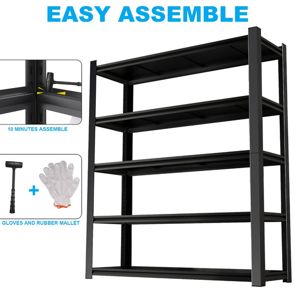 English Elm 83.86" Steel 5-tier Adjustable Shelving Unit Heavy Duty Rack for Garage Pantry T3625P497813