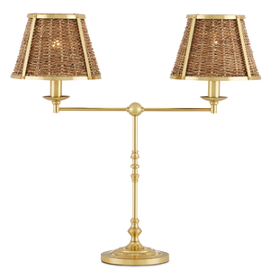 Deauville Desk Lamp: Handmade Seagrass & Brass Fixture by Suzanne Duin - French Flair for Your Space