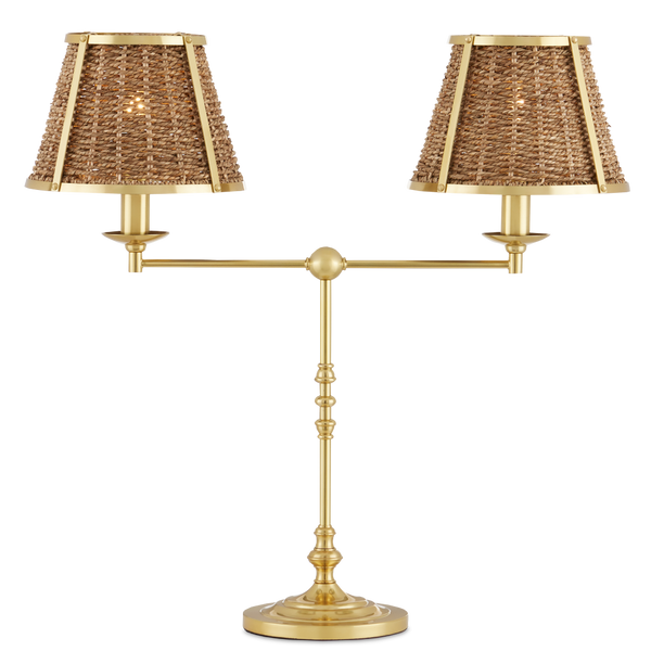 Deauville Desk Lamp: Handmade Seagrass & Brass Fixture by Suzanne Duin - French Flair for Your Space