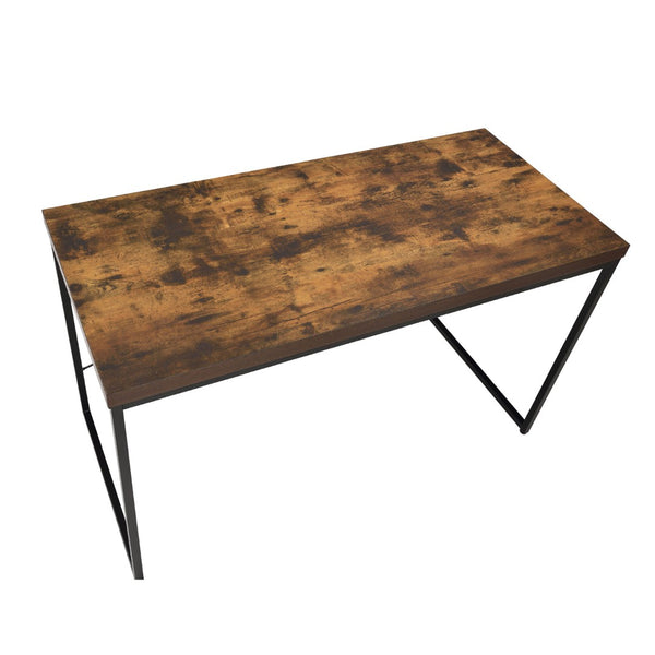 English Elm Rectangular Writing Desk With Weathered Oak Top & Black Metal Legs - Stylish Industrial Design B016P311298-GIGA